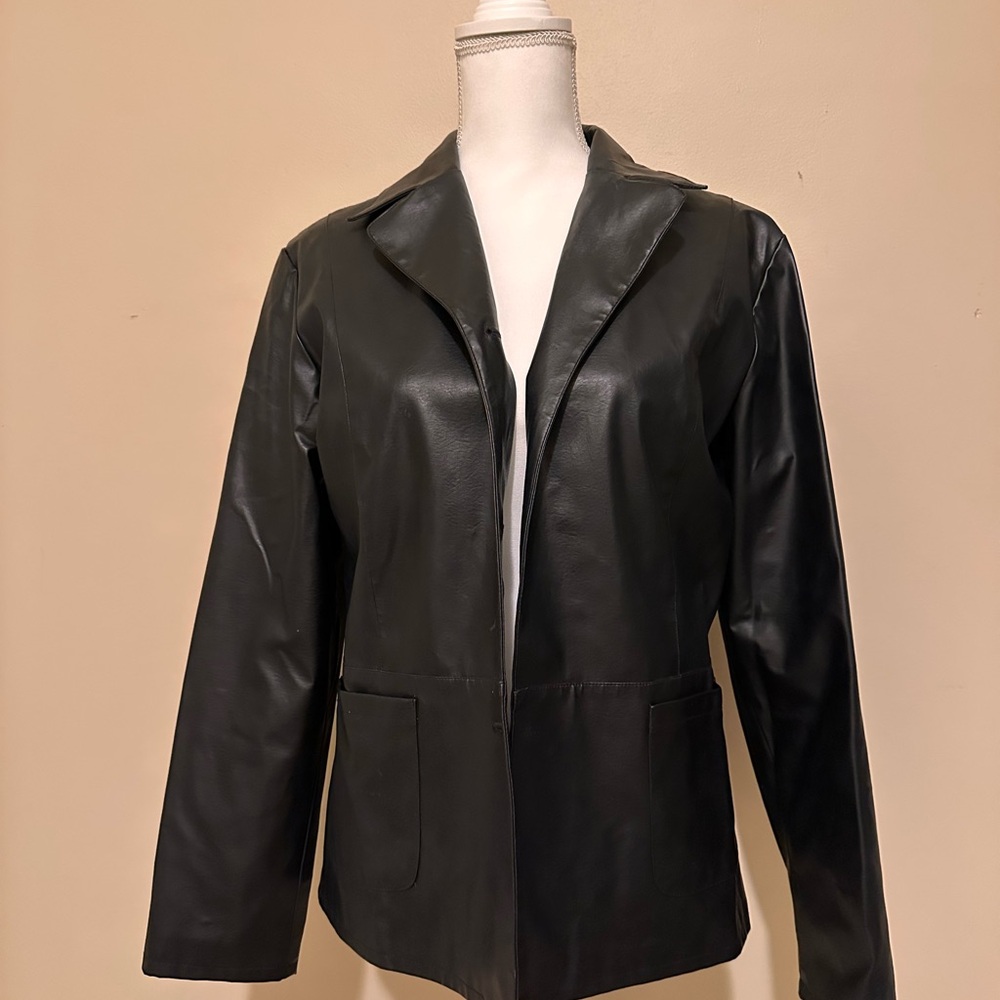 Kathy Ireland Black Faux Leather Jacket
